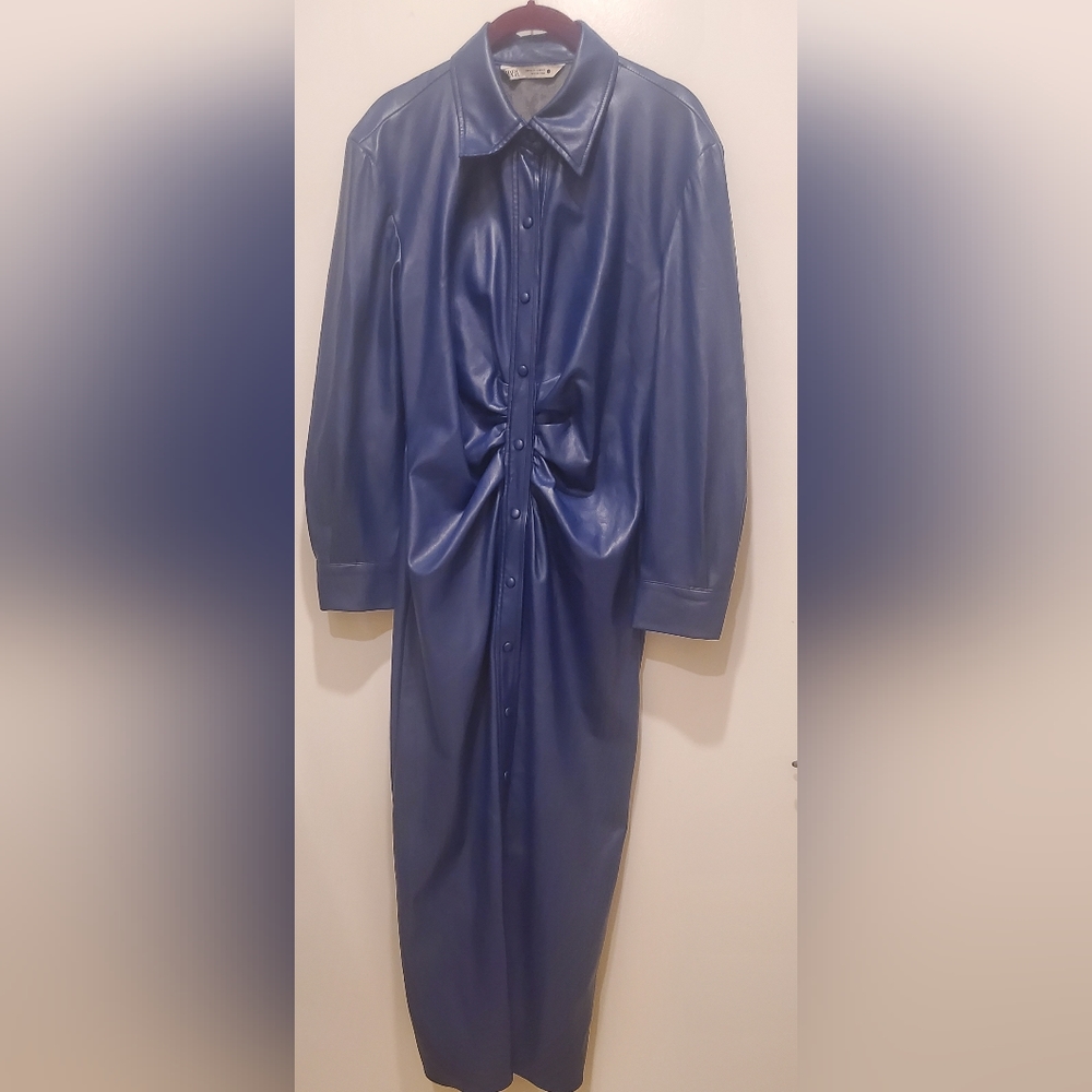 Blue pleather dress